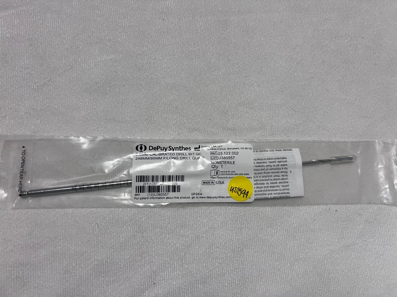 SYNTHES 03.122.002 Quick-Coupling 2.8mm Calibrated Drill Bit For Long Drill Guide