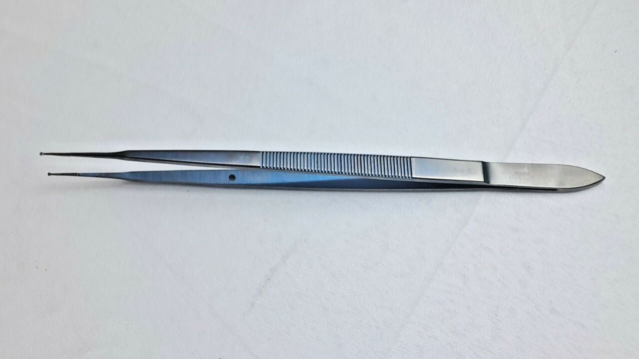 SCANLAN 3003-752 Gerald Forceps 8" Flat Handle 1mm Diamond Dust Ring Tips