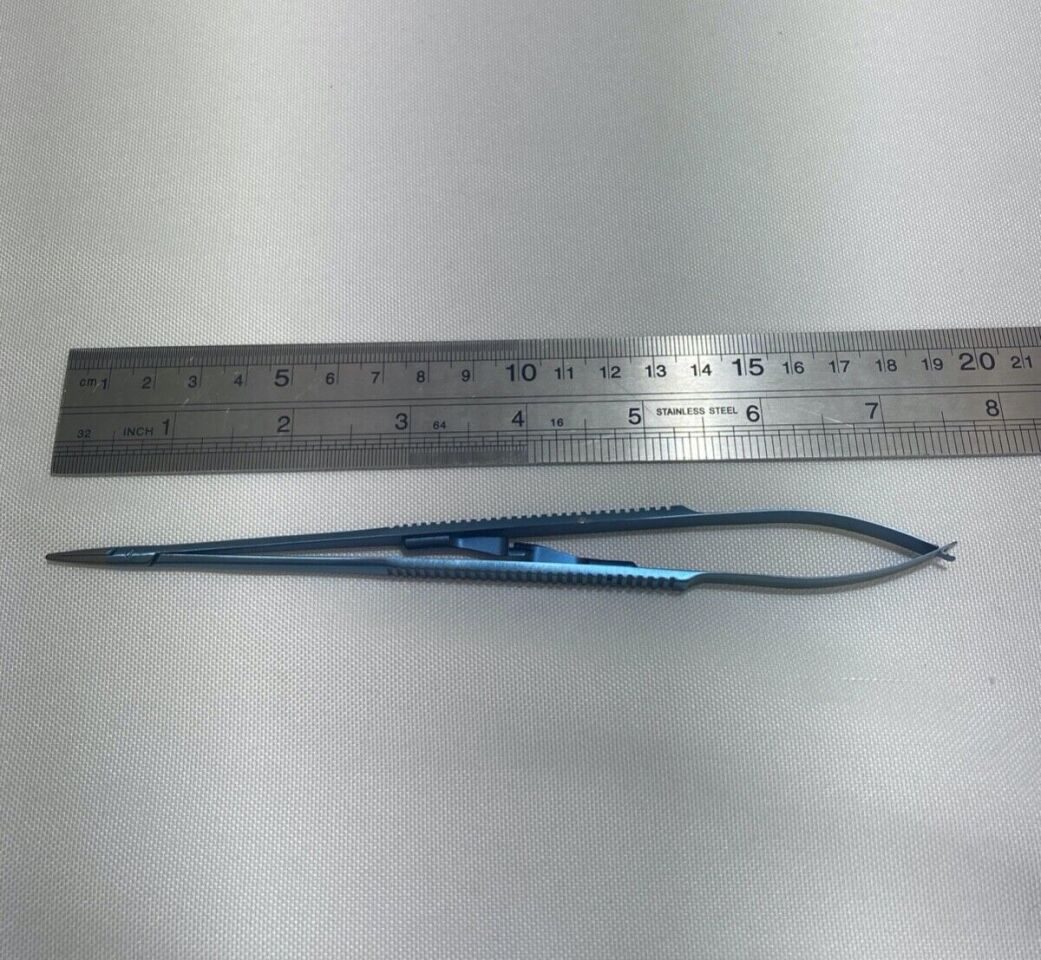 SCANLAN 3003-225 Titanium Jacobson Micro Needle Holder Flat Handle Diamond Dust — photo 8