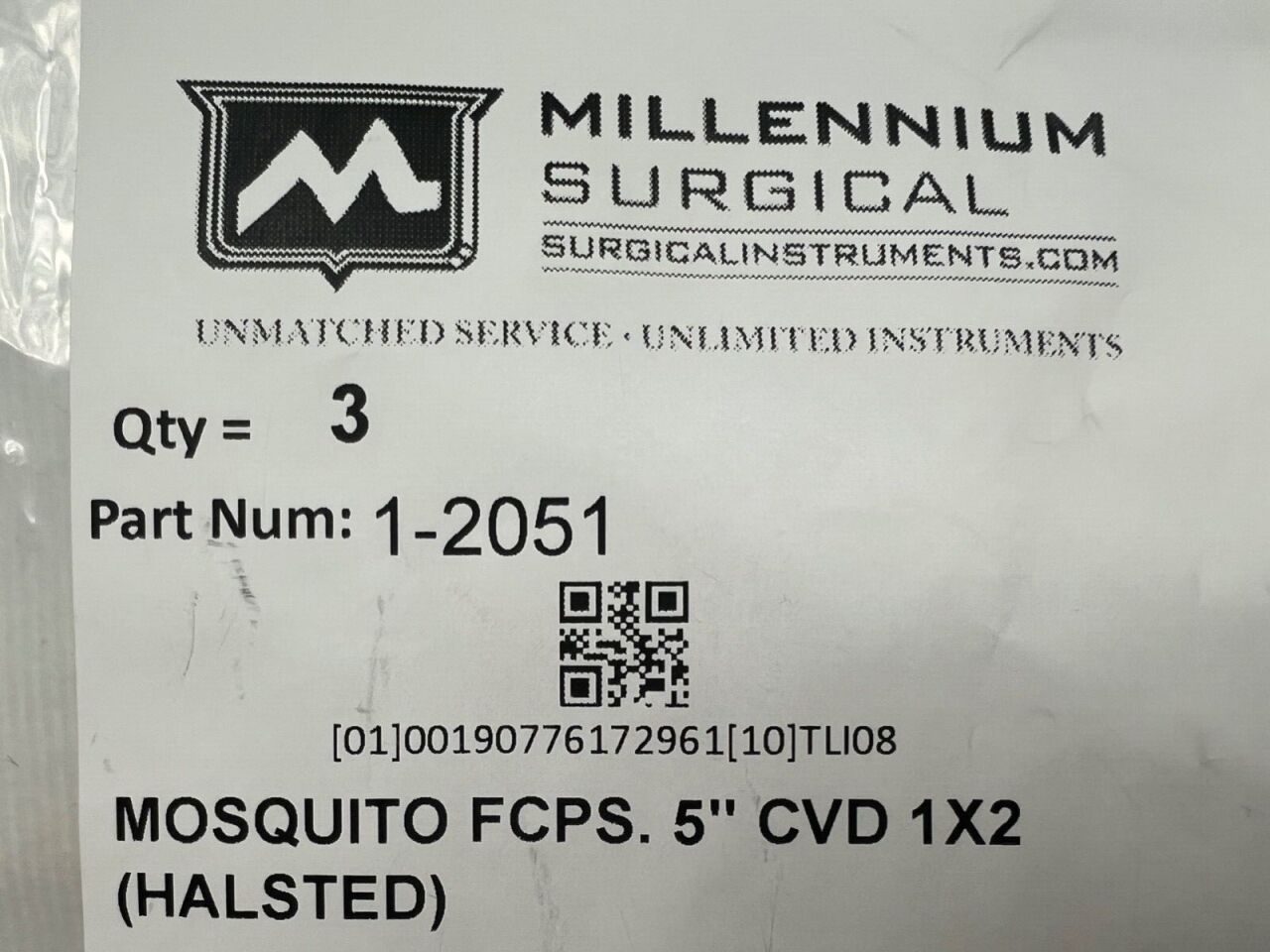 MILLENNIUM SURGICAL 1-2051 Halstead Mosquito Forceps 1x2 Teeth 5" L — photo 3