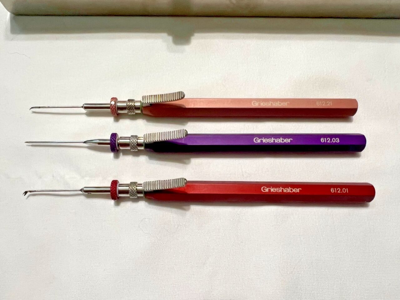GRIESHABER MICS w/ Sutherland Handles Set Of 3 Intraocular Grasping Forceps — photo 2