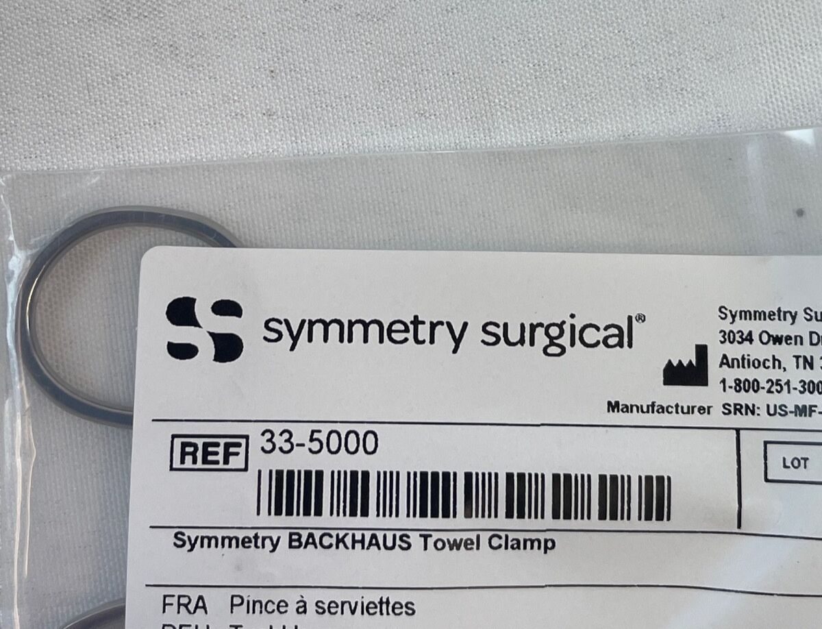 SYMMETRY 33-5000 Backhaus Towel Clamps L: 3.5" (90mm) General Surgery - Lot of 10 — photo 2