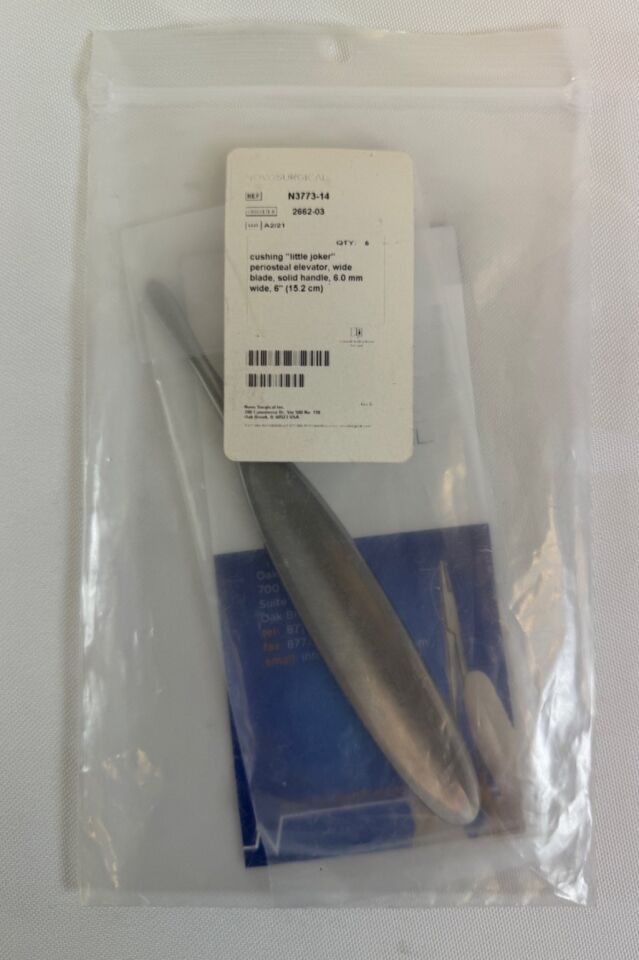 NOVO SURGICAL N3773-14 Cushing Little Joker Periosteal Elevator 6mm Wide Blade