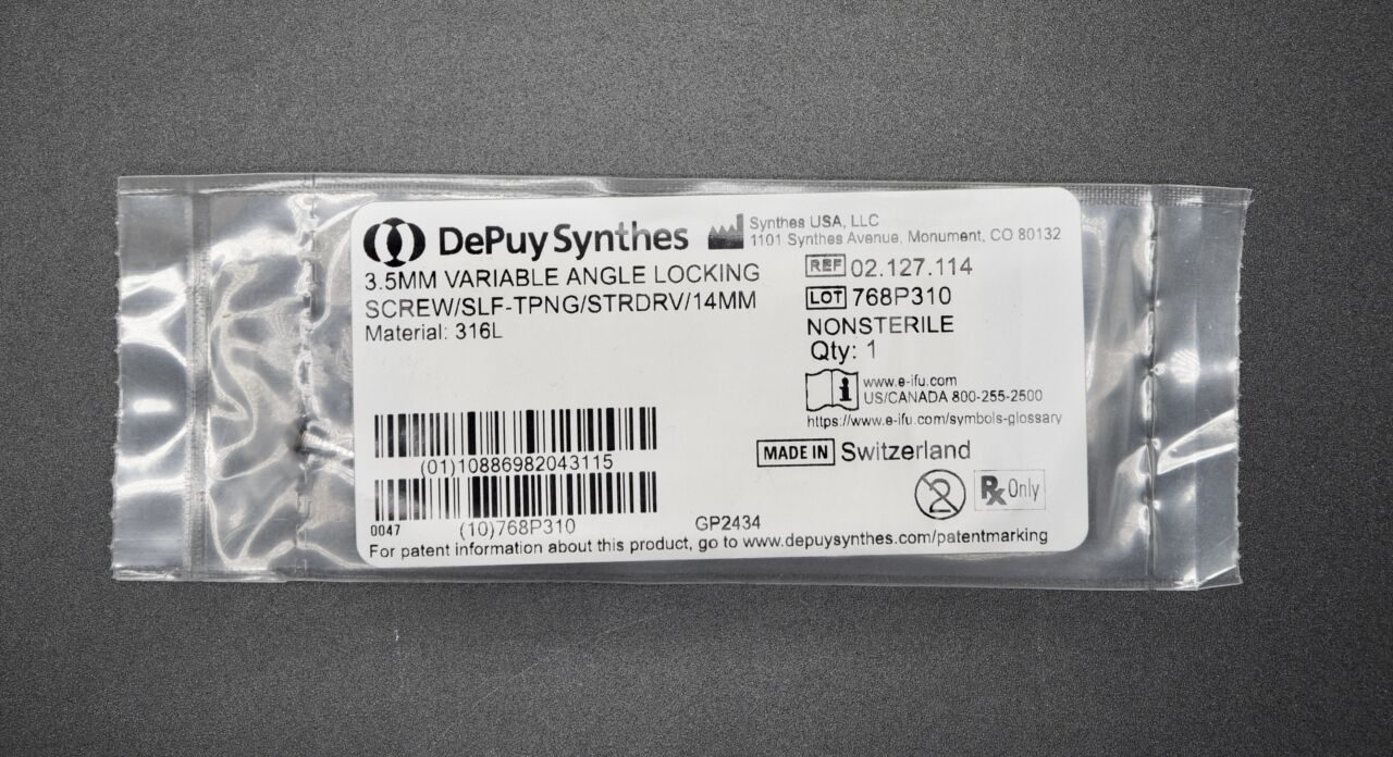SYNTHES 02.127.114 Variable Angle Locking Screw 3.5mm