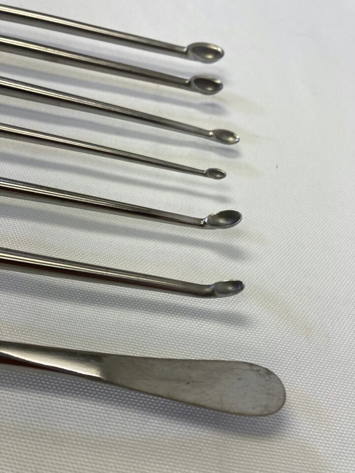 WALLIE HEINIG LENOX MACLAREN 13.5" Set of 7 Straight & Angled Curettes & Elevator — photo 7