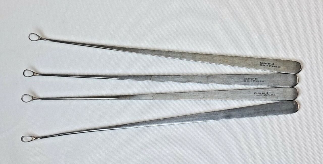 CODMAN 23-5670 Heaney Uterine Biopsy Curette 11.5" Oval Loop Serrated - Lot of 4