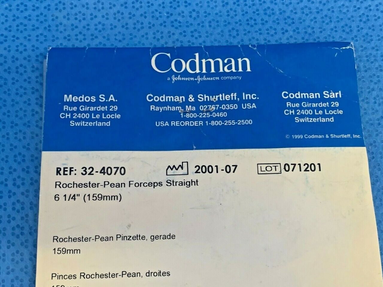 CODMAN 32-4070 Rochester-Pean Forceps Straight 6.25" — photo 6