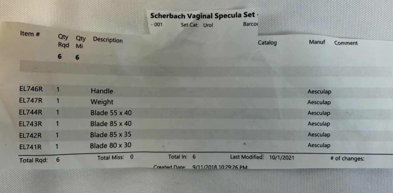 AESCULAP Sherback Vaginal Specula w/ SterilContainer S 6 Piece Set — photo 2