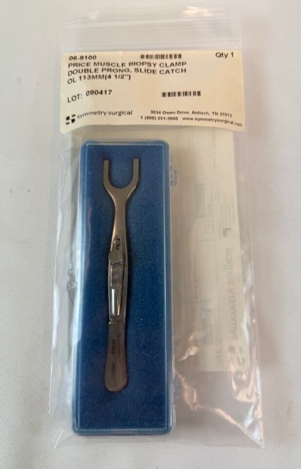 SYMMETRY SURGICAL 06-9100 Price Muscle Biopsy Clamp Dual Prong Slide Clamp 113mm