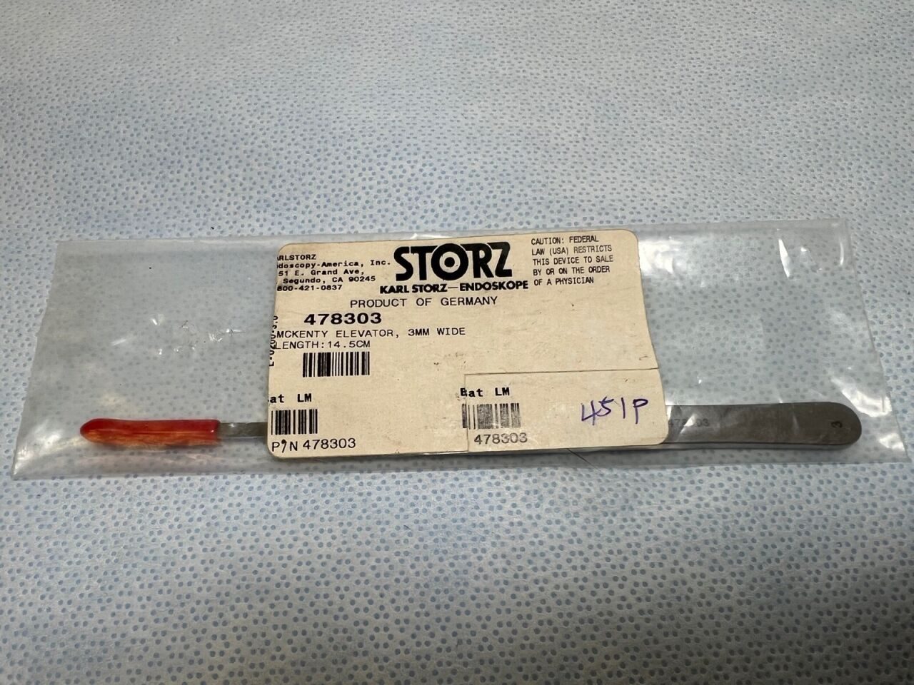 KARL STORZ 478303 McKenty Elevator 3mm X 14.5cm