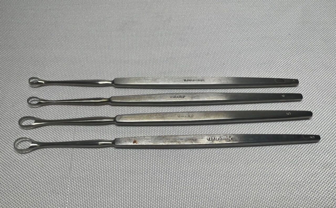 V. MUELLER  Lot of 4 Uterine Blunt Curettes Sizes 3 4 5 6