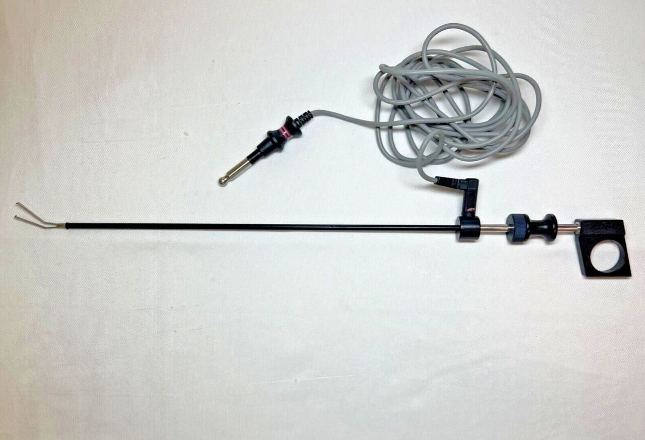 ELMED 52205-18 Classic Bipolar Forceps Curved Hook Jaw w/ Slide Handle & Cable