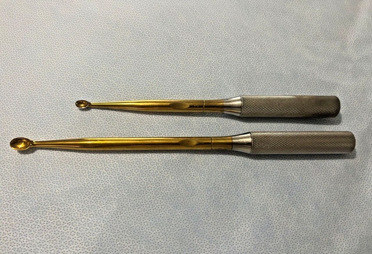 Size 3 Length 9" / Size 6 Length 11" Gold Orthopedic Cup Curettes — photo 1