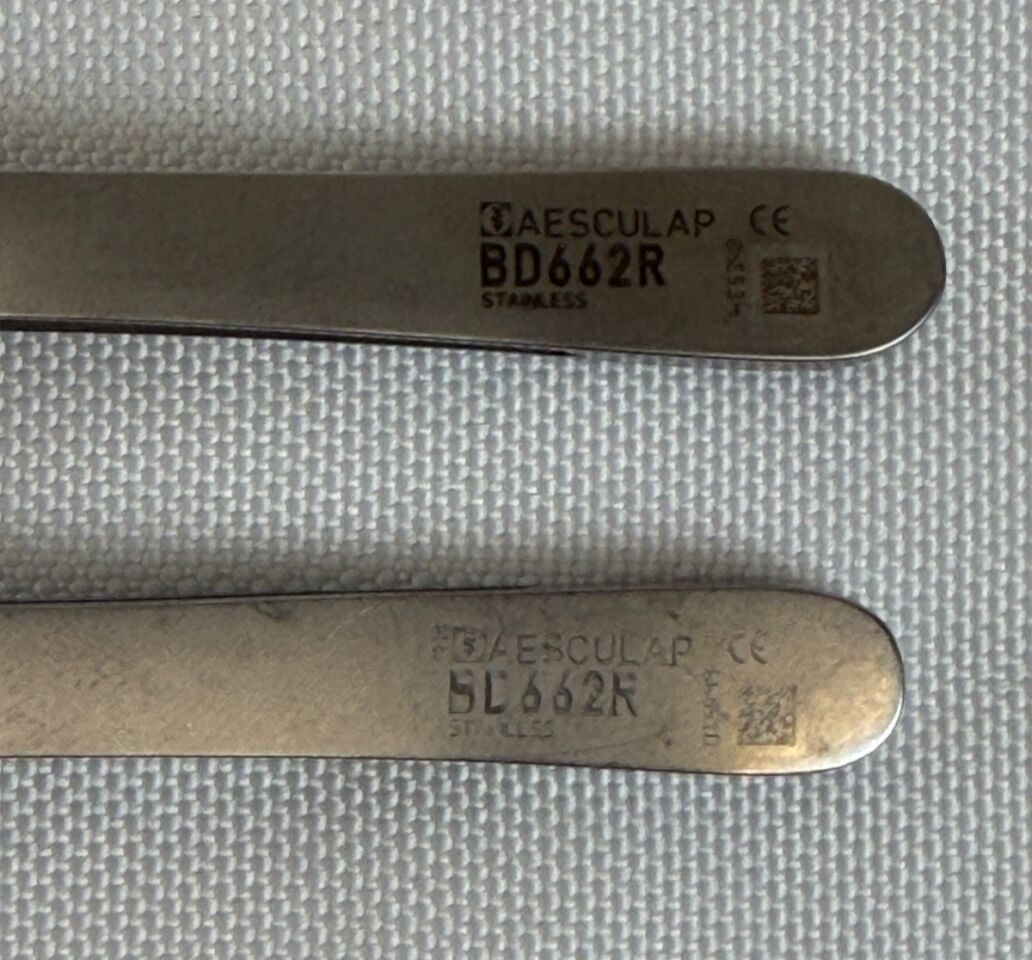 AESCULAP BD662R Pair of Delicate Gerald Micro Tissue Forceps 7" 1 x 2 Teeth — photo 2