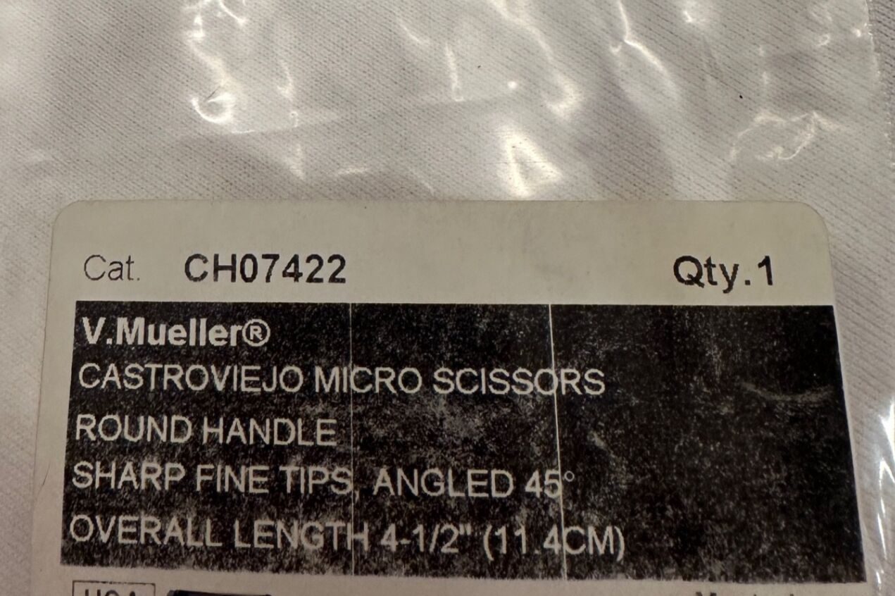 V. MUELLER CH07422 Castroviejo Micro Scissor Angled 45deg Sharp Fine Tips — photo 4