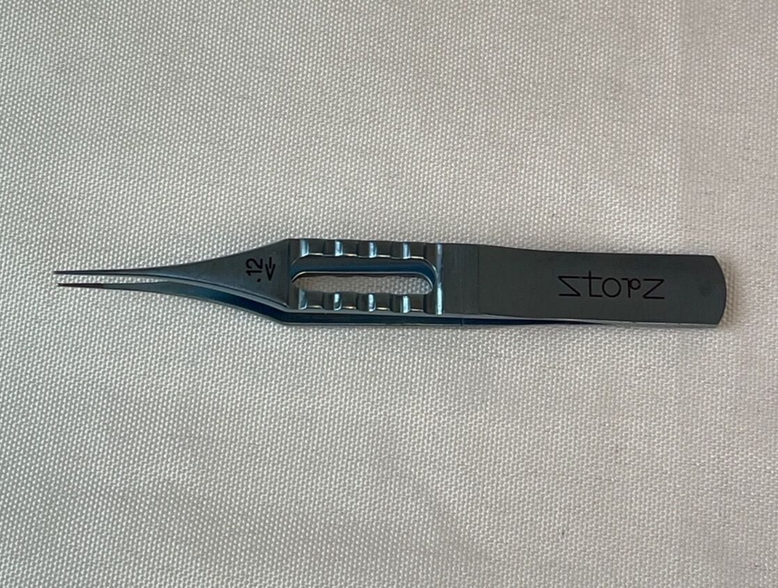 STORZ 2-110 Bonn 0.12mm 1x2 Teeth 6mm Platform 85mm Titanium Forceps Eye