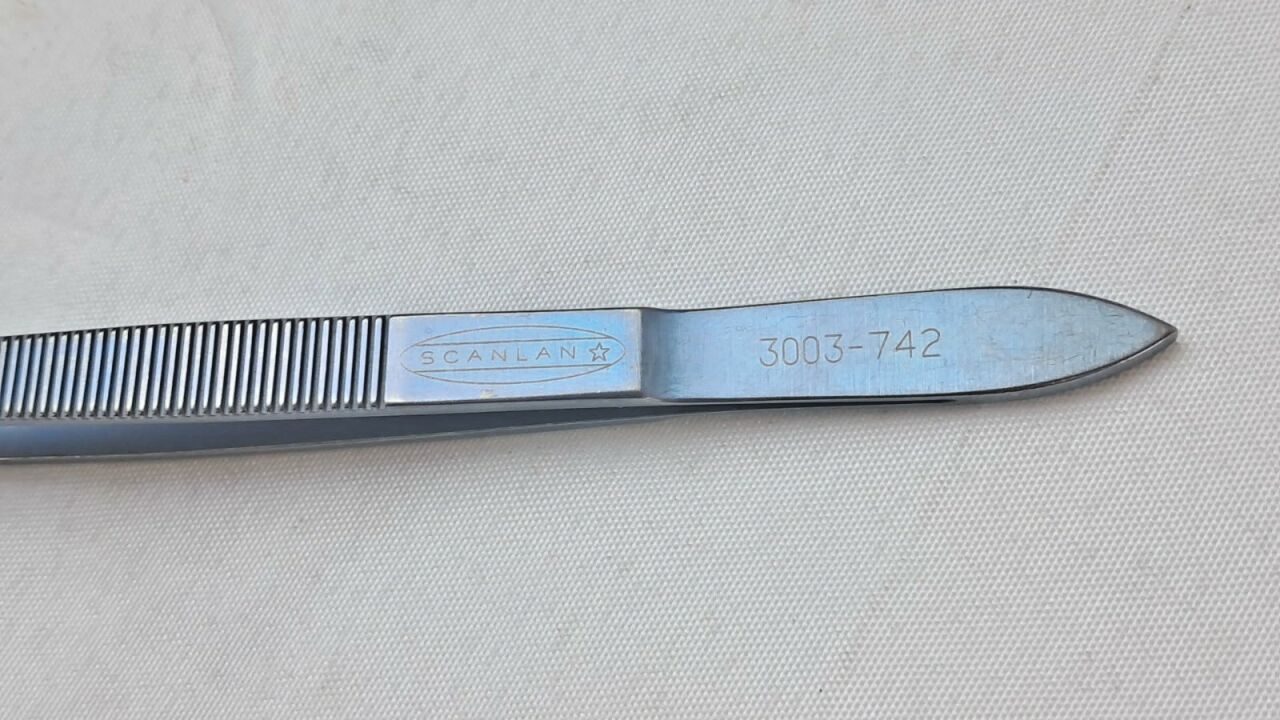 SCANLAN  Gerald DeBakey Forceps w/ Flat Handle 1mm Tips 8" — photo 3