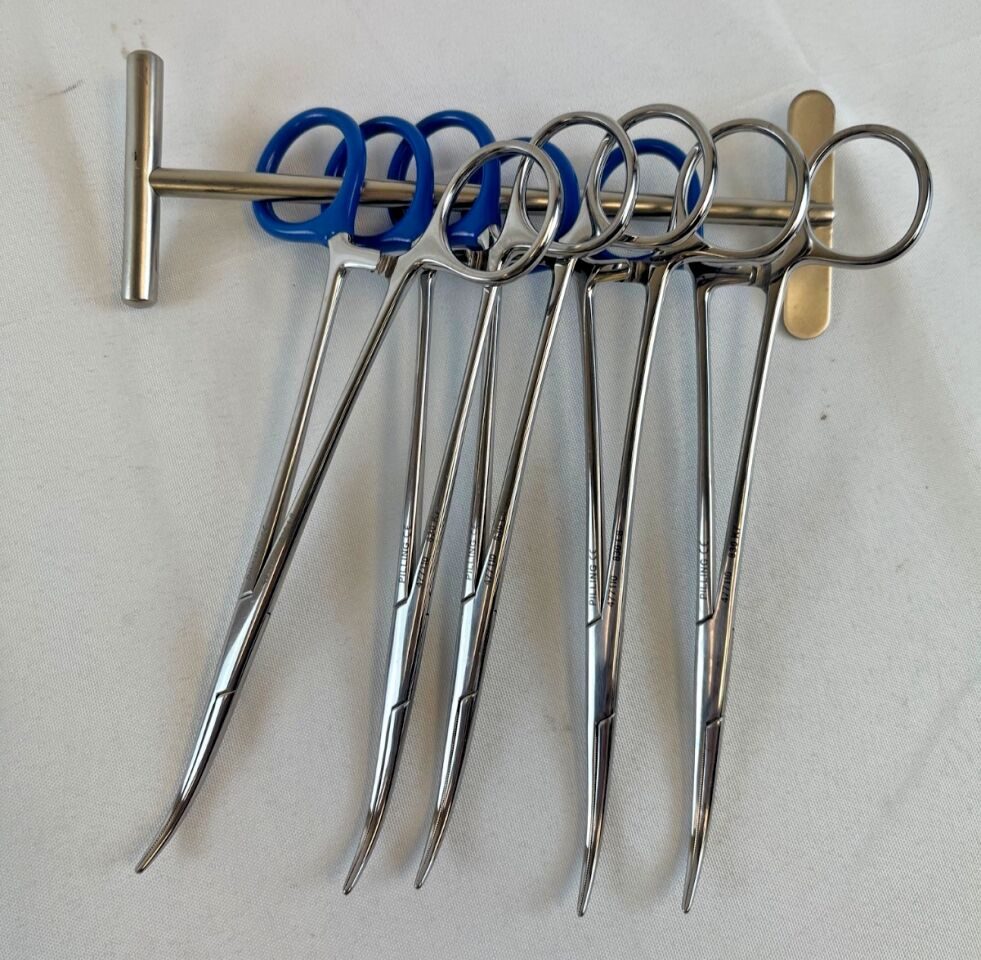 PILLING 477110 Lot of 5 Coller Hemostatic Forcep Curved 38mm x 1.8mm Tip L: 6.5"