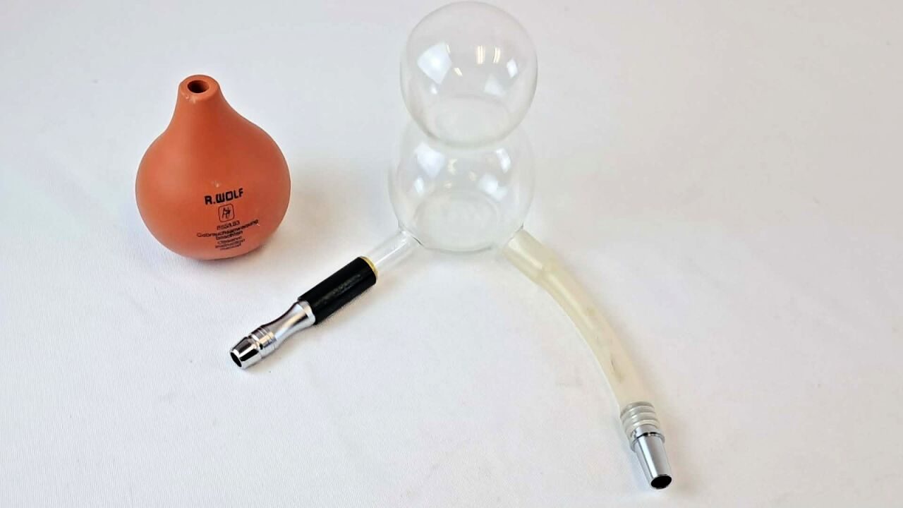 R. WOLF 8558.03 & 8558.83 Ellik Evacuator Glass Body & Suction Rubber Bulb — photo 6