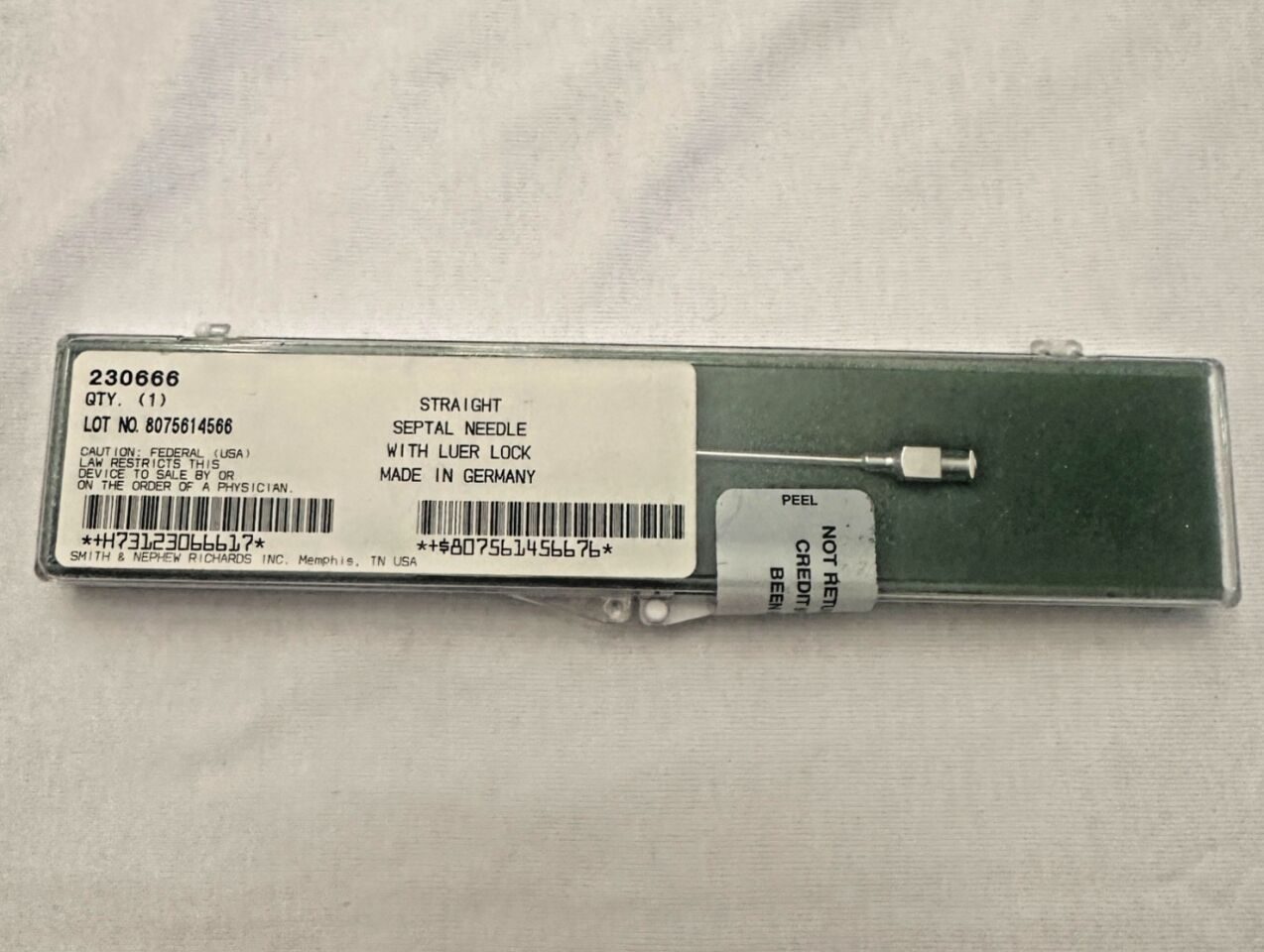 SMITH & NEPHEW 230666 Straight Septal Needle w/ Luer Lock