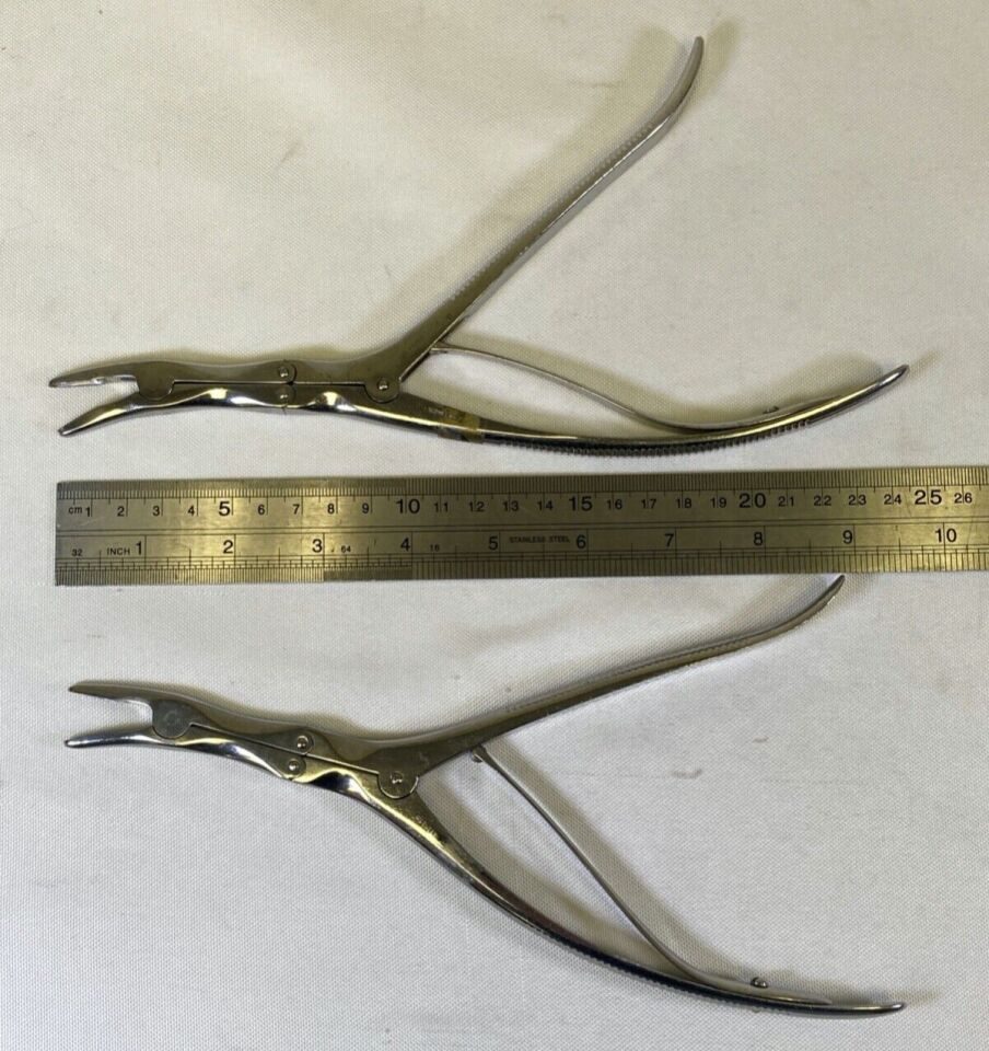 STILLE  Pair of Curved 3mm & 4mm Leksell Bone Rongeurs Double Action — photo 10