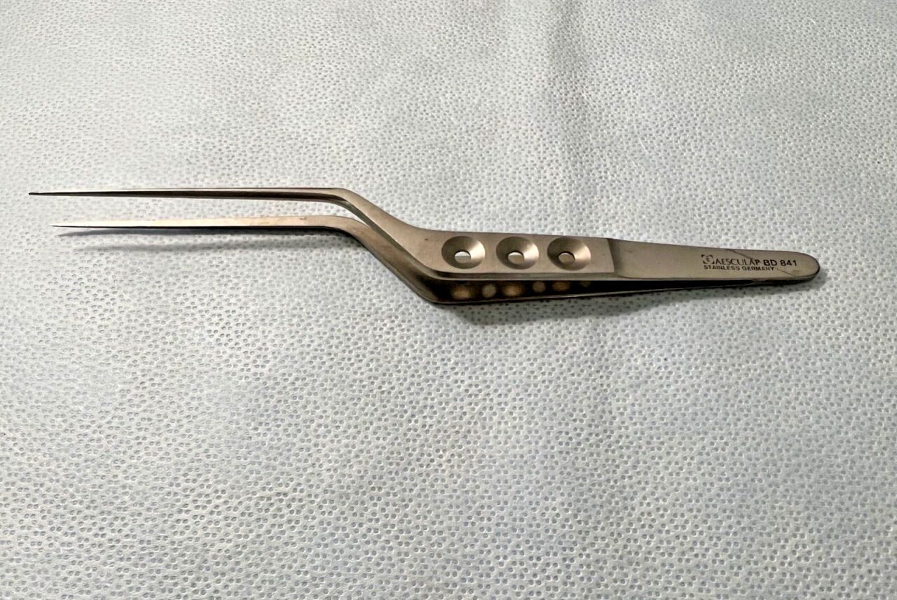 AESCULAP BD841 Yasargil Bayonet Micro Forceps 0.9mm Tip X 8" Length