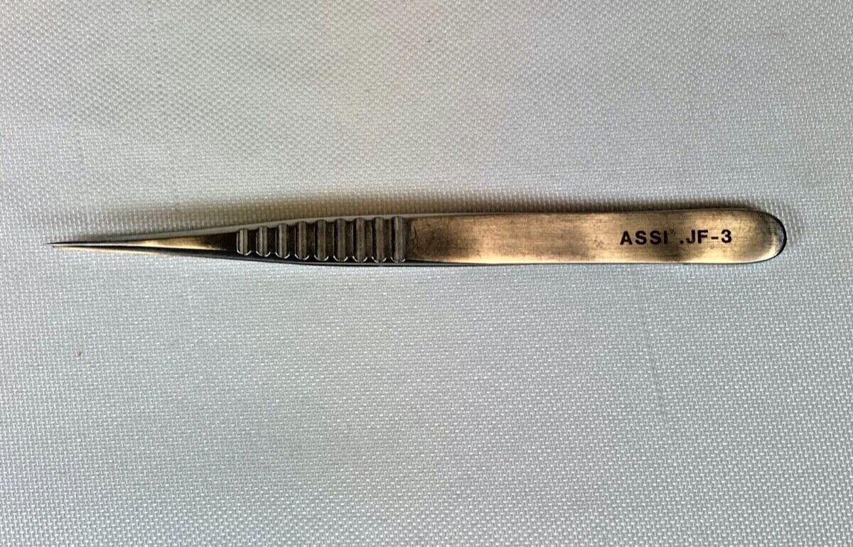 ASSI JF-3 Micro Surgery Forceps 0.3mm Tip Diam. X 4.25" Cardiovascular