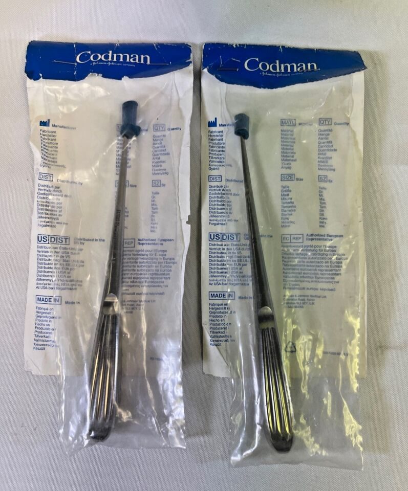 CODMAN 23-1043 & 23-1053 Pair of Straight & Angled Spine Curettes Size 0 x 8"