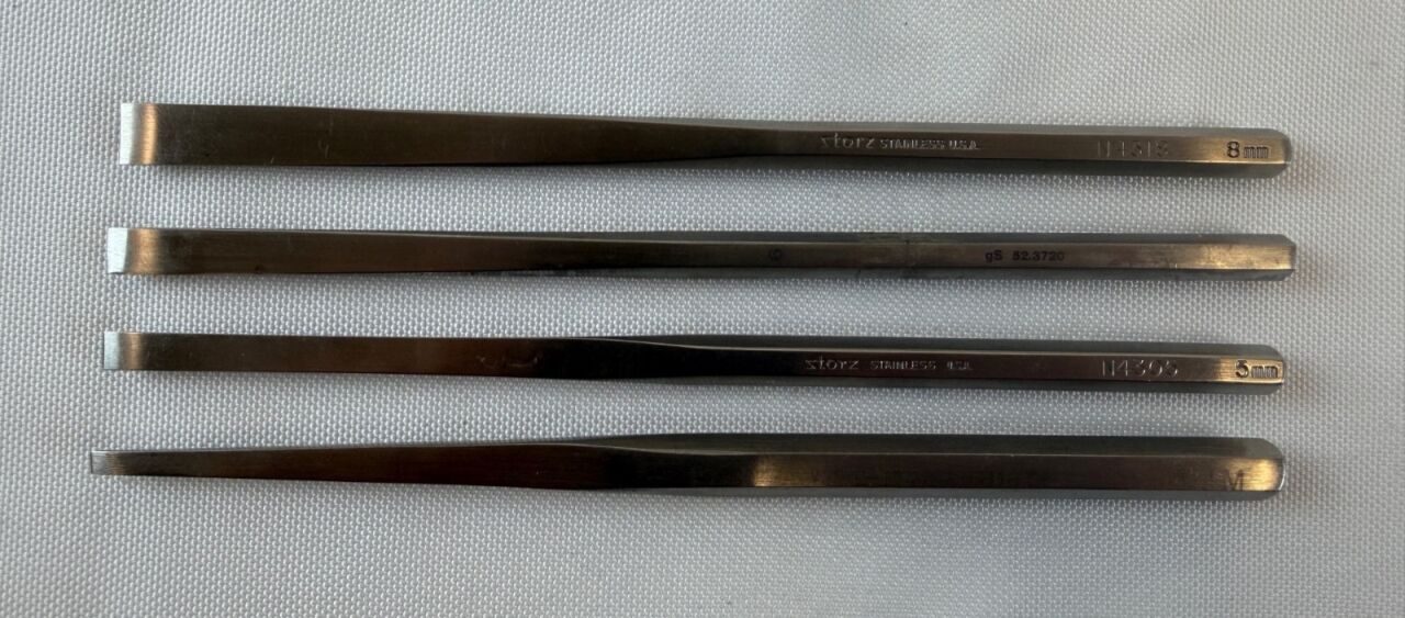 Set of 4 Storz Millennium Surgical V. Mueller Hexagonal Handle 6" ENT Osteotomes — photo 1