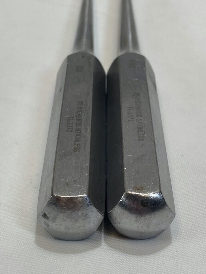 RICHARDS  Spratt Solid Hex Handle 7" Bone Curettes 00 & 000 Orthopedics Pair — photo 6