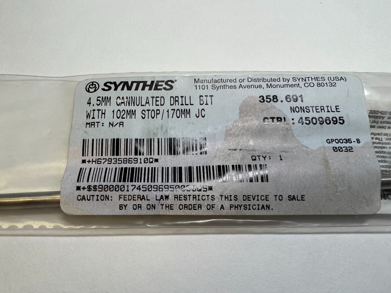 SYNTHES 358.691 4.5mm Cannulated Drill Bit Drill Bit — photo 1