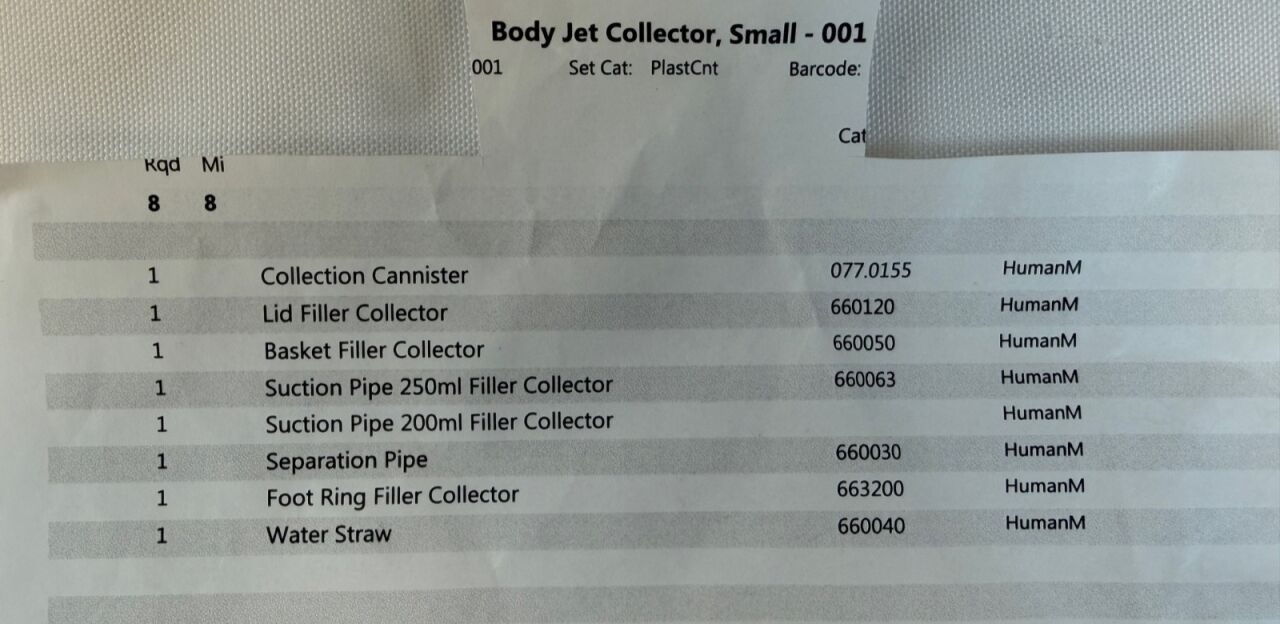 HUMAN MED Body Jet Small Filler Collector 500ml Set 8 Piece Body Jet Small Filler Collector Set w/ Tray — photo 2