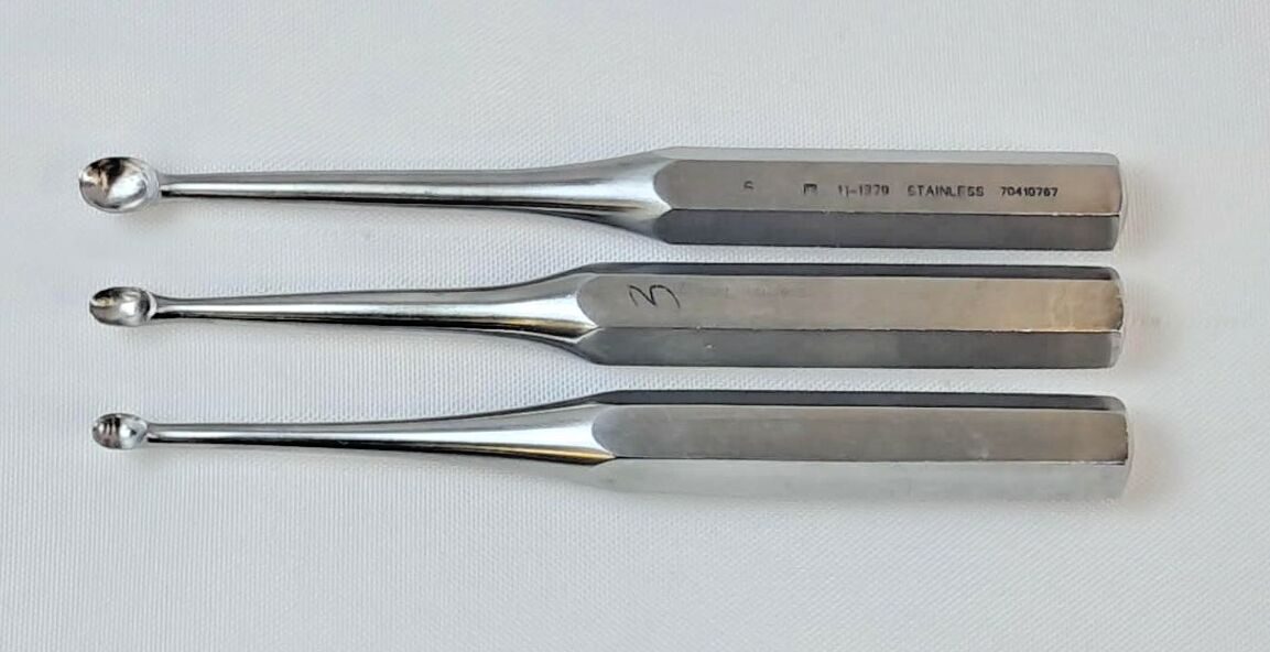 ZIMMER 3681 #2 #3 & #6 3pc Bruns Bone Curette Set — photo 2
