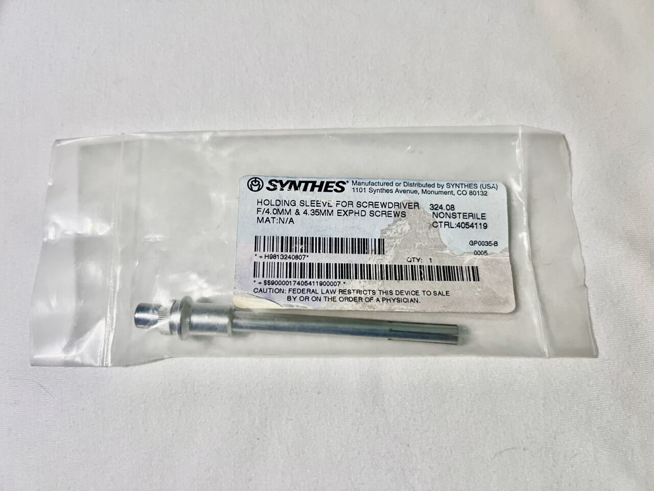 SYNTHES 324.08 Holding Sleeve For Screwdriver 4mm & 4.35mm