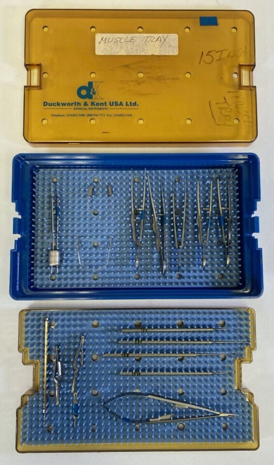 VARIOUS  15 Piece Storz Katena Ophthalmic Muscle Tray w/ Dual Level Sterilization Case