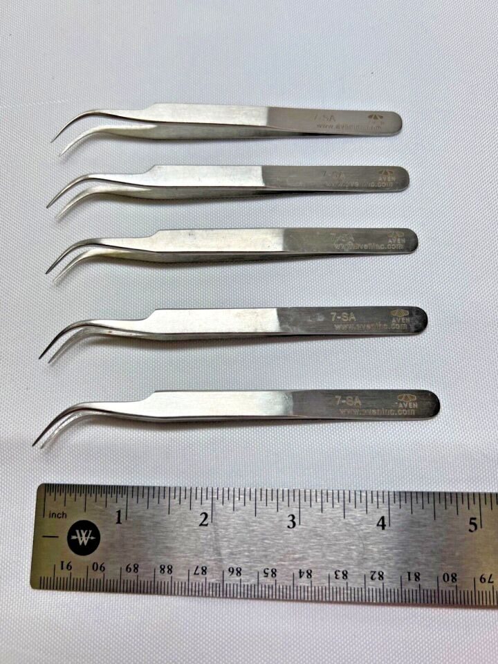 AVEN TOOLS 7-SA Technik Tweezers Curved Super Fine Points 4-1/2" — photo 3