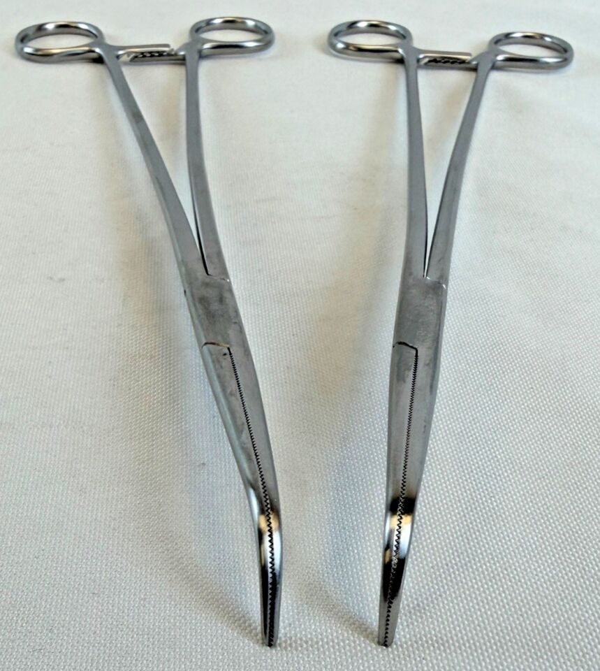 JARIT 305-385 Pair of Mixter Forceps Delicate Full Curve Serrated Blades — photo 5