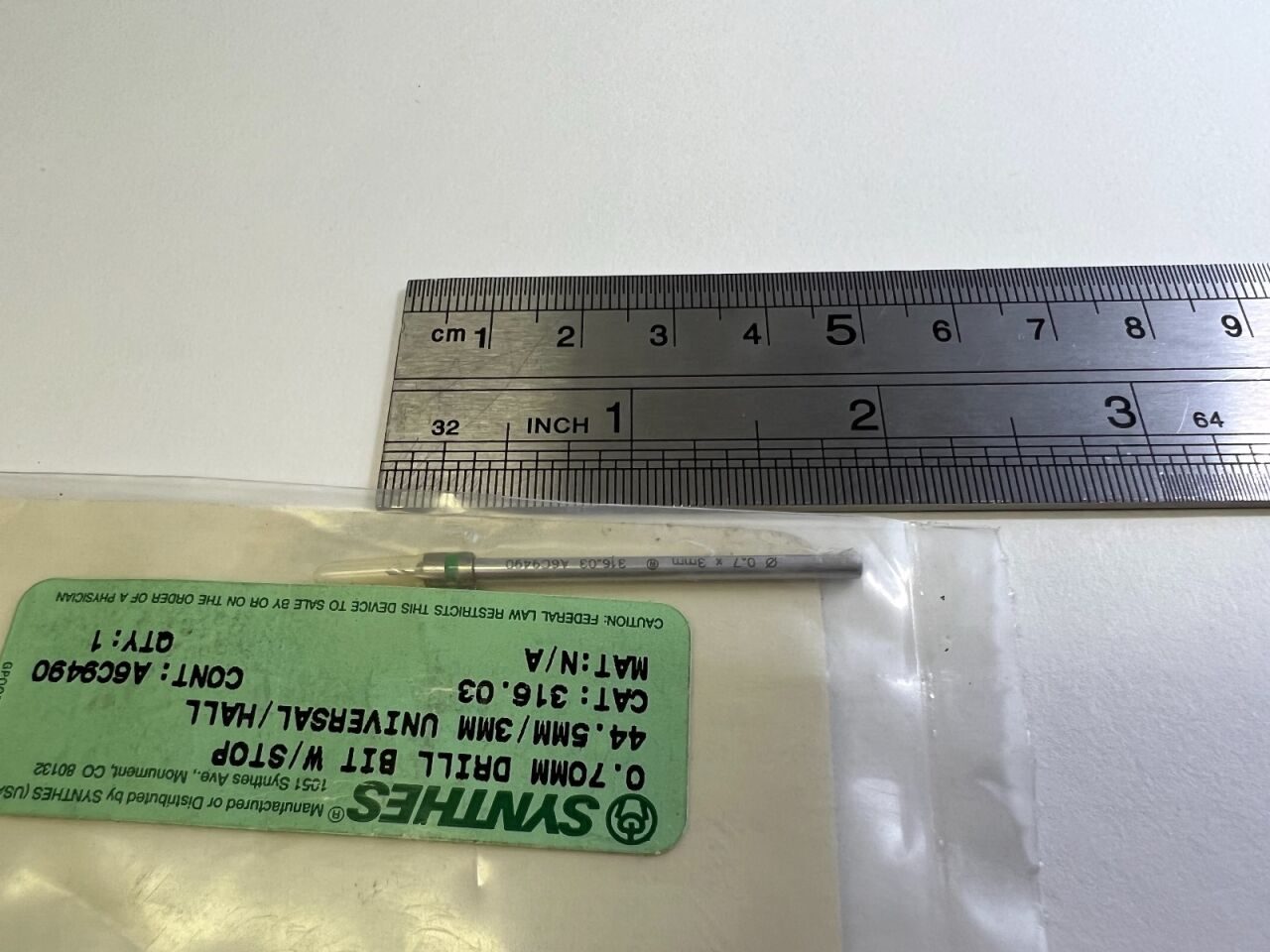 SYNTHES 316.03 0.70mm Drill Bit w/ Stop (NEW) Drill Bit — photo 1