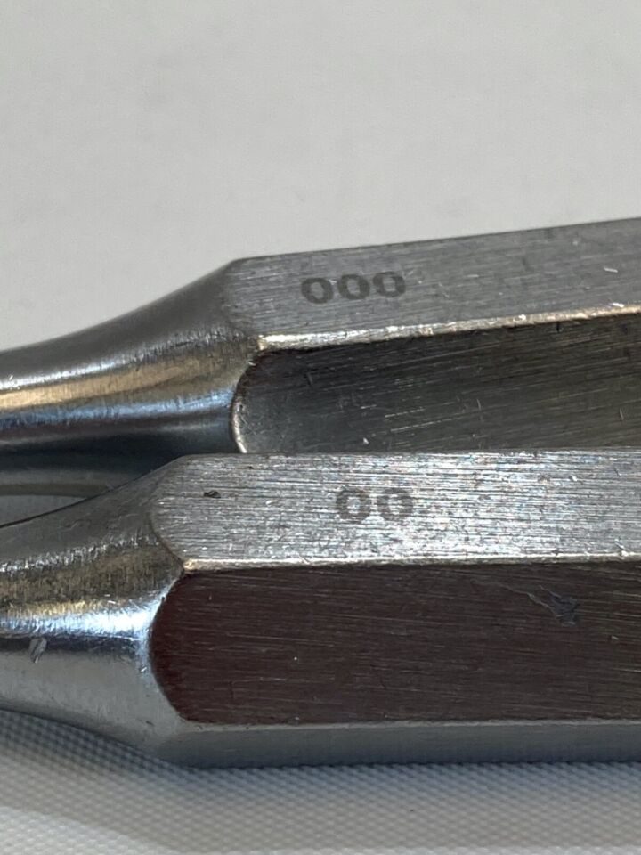 RICHARDS  Spratt Solid Hex Handle 7" Bone Curettes 00 & 000 Orthopedics Pair — photo 3