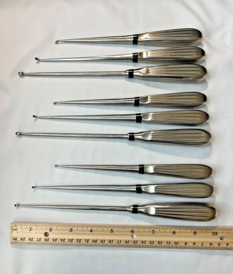MILLENNIUM Sizes 0,00,000 Angled & Straight Set of 9 Spinal Curettes — photo 6