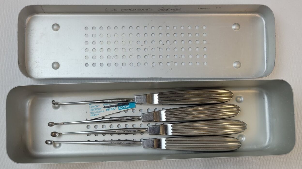 V. MUELLER Sizes 1-4 w/ Case 4-Pc ENT Curette Set