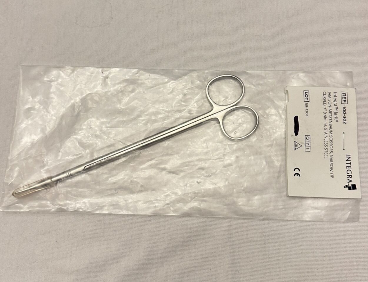 INTEGRA 100-302 Jamison-Metzenbaum Scissors Narrow Tip Curved 7"