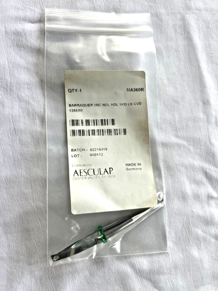 AESCULAP MA360R Barraquer Micro Needle Holder Curved w/Out Ratchet 5" Length — photo 2