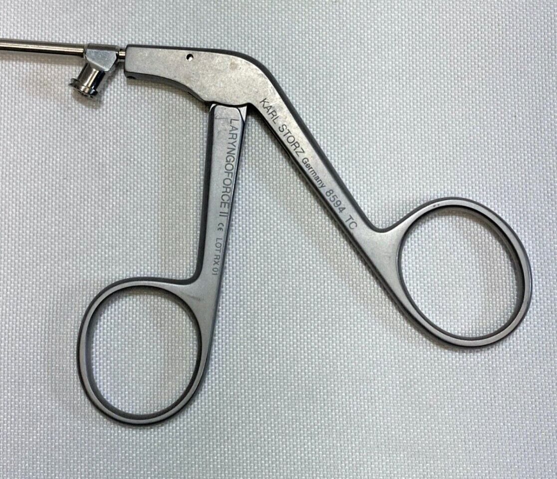 KARL STORZ 8594TC Laryngeal Scissor Heavy 10mm Right Curve Blade 3mm x 23cm ENT — photo 2