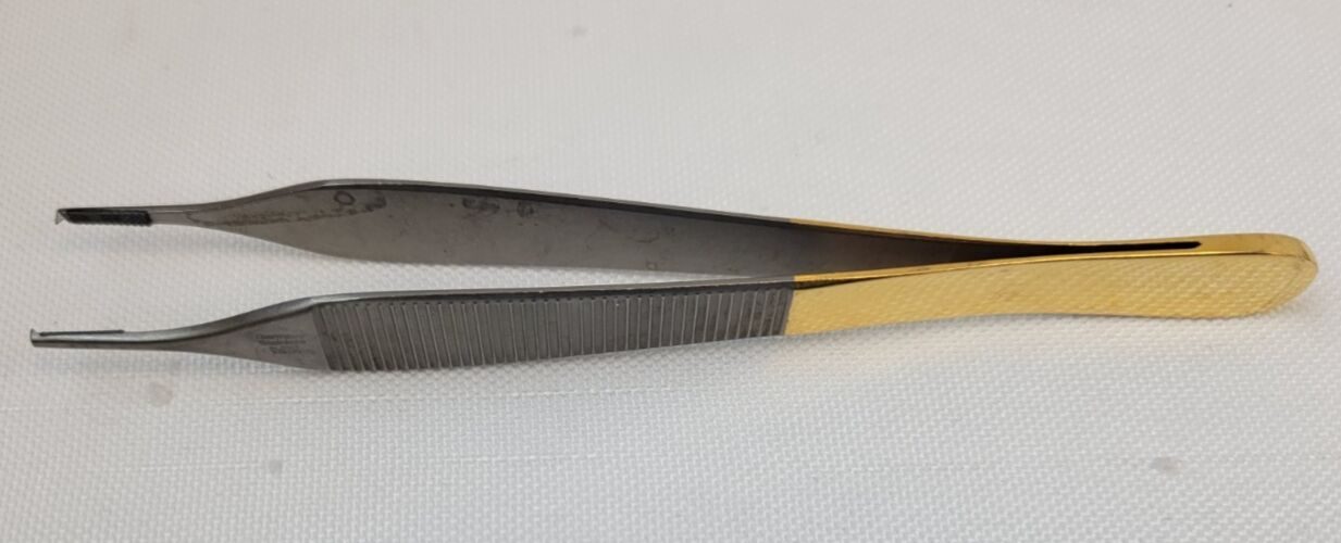JARIT 122-500 Adson Carb-Bite Needle and Tissue Pulling Forceps Straight 4-7/8"