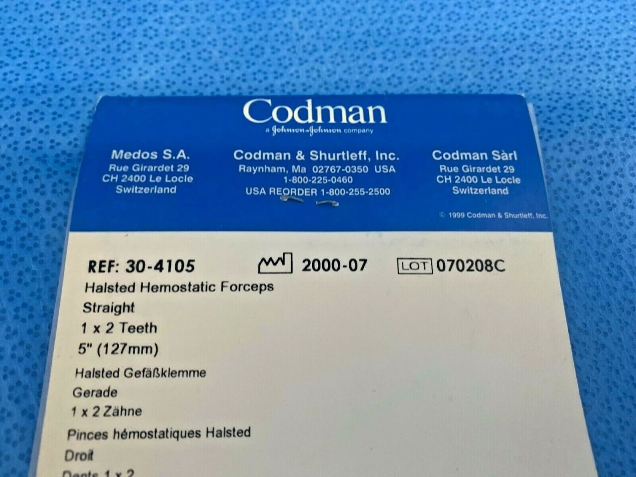 CODMAN 30-4105 Halsted Hemostatic Forceps Straight 1X2 Teeth 5" — photo 5