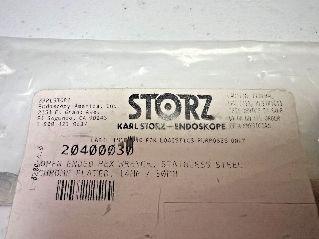 KARL STORZ 20400030 Open Ended Hex Wrench — photo 2