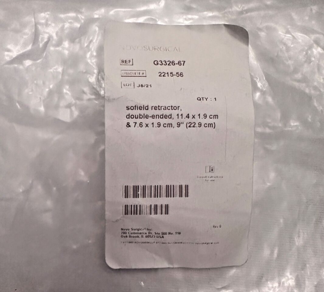 NOVO SURGICAL G3326-67 Sofield Retractor Double-Ended 11.4 X 1.9cm X 9" — photo 2