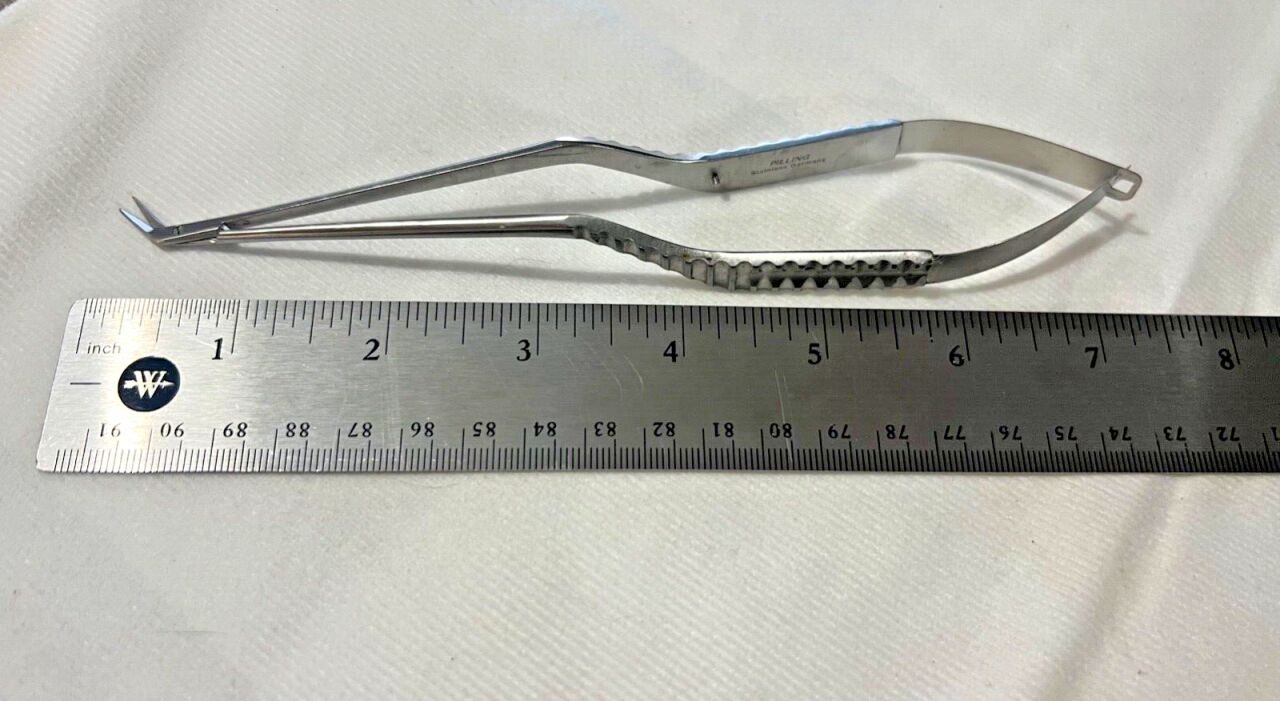 PILLING 35-7594 Yasargal Bayonet Vascular Scissors 45deg Angle 15mm Blades 7.5" L — photo 4