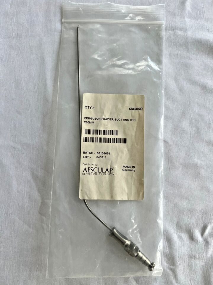 AESCULAP MA505R Ferguson-Fraizer Angled Suction Tube 8French w/ Thumb Control — photo 5